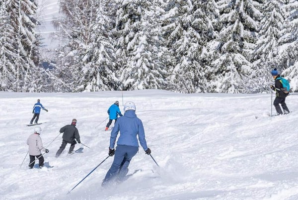 Skiing on the Chavannes ski area in Les Gets