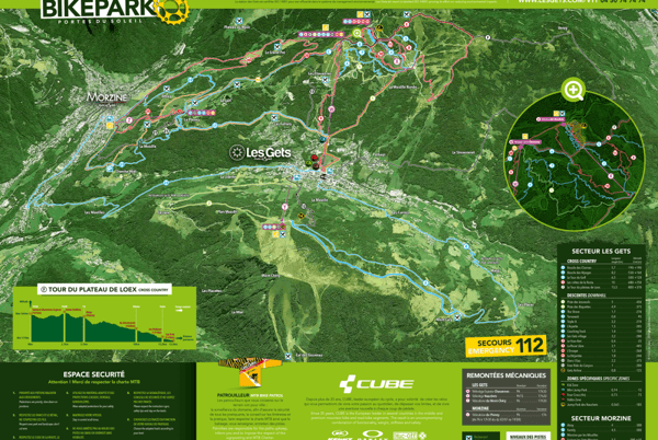 Plan des pistes VTT - Autour des Gets et Morzine