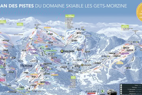 Map of the pistes and lifts - Les Gets, Morzine, Avoriaz
